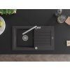 MEXEN/S - Pablo granitový dřez 1 s odkapávačem včetně baterie Flora, černá kropenatá 6510-76-670401-00