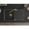 MEXEN/S - Leo granitový dřez 1-miska s odkapávačem včetně baterie Carla, černá kropenatá 6501-76-670700-50