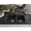 MEXEN/S - Tomas granitový dřez 2-bowl včetně baterie Elia, černá 6516-77-670101-50
