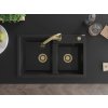 MEXEN/S - Tomas granitový dřez 2-bowl včetně baterie Elia, černá 6516-77-670101-50