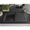 MEXEN/S - Leo granitový dřez 1-miska s odkapávačem včetně baterie Duo, černá kropenatá 6501-76-671701-70-B