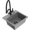 MEXEN/S - Milo granitový dřez 1-miska včetně baterie Duo, šedá 6505-71-671701-70-B