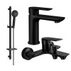 MEXEN/S - Alfa DQ40 Set umyvadlové a vanové baterie s příslušenstvím, černá 745703DQ40-70