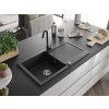 MEXEN/S - Leo granitový dřez 1 s odkapávačem včetně baterie Telma, černá 6501-77-670200-70