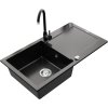 MEXEN/S - Leo granitový dřez 1 s odkapávačem včetně baterie Telma, černá 6501-77-670200-70