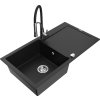 MEXEN/S - Leo granitový dřez 1 s odkapávačem včetně baterie Aster, černá 6501-77-73450-07