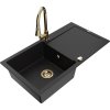 MEXEN/S - Leo granitový dřez 1-miska s odkapávačem včetně baterie Elia, černá 6501-77-670101-50