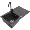 MEXEN/S - Cesar granitový dřez s odkapávačem včetně baterie Telma, černá kropenatá 6514-76-670200-70