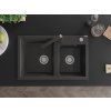 MEXEN/S - Tomas granitový dřez 2-bowl včetně baterie Rita, černá kropenatá 6516-76-670300-76