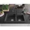 MEXEN/S - Tomas granitový dřez 2-bowl včetně baterie Elia, černá kropenatá 6516-76-670101-76