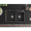 MEXEN/S - Tomas granitový dřez 2-bowl včetně baterie Rita, černá kropenatá 6516-76-670300-70