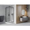 MEXEN/S - Rio čtvrtkruhový sprchový kout 80 x 80, transparent, černá + vanička Rio 863-080-080-70-00-4710