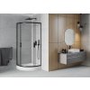 MEXEN/S - Rio čtvrtkruhový sprchový kout 80 x 80, transparent, černá + vanička Rio 863-080-080-70-00-4710