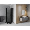 MEXEN/S - Rio čtvercový sprchový kout 90 x 90, grafit, chrom + vanička se sifonem Flat, černý 860-090-090-01-40-4070