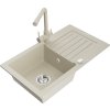 MEXEN/S - Pablo granitový dřez s odkapávačem včetně baterie Duero, béžová 6510-69-671600-69