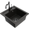 MEXEN/S - Vito granitový dřez 1-miska včetně baterie Carla, černá/zlatá metalik 6503-75-670700-70-B