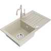 MEXEN/S - Pablo granitový dřez 1-miska s odkapávačem včetně baterie Carla, béžová 6510-69-670700-69