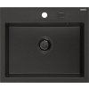 MEXEN/S - Oscar granitový dřez 580 x 490 mm, černá/zlatá metalik, černý sifon 6519581000-75-B