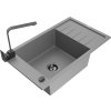 MEXEN/S - Elias granitový dřez 1-miska s odkapávačem včetně baterie Rita, šedý 6511-71-670300-70-B