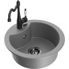 MEXEN/S - Diego granitový dřez 1-miska včetně baterie Carla, šedá 6512-71-670700-70-B