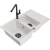 MEXEN/S - Gaspar granitový dřez 1.5 s odkapávačem včetně baterie Flora, bílá 6507-20-670401-70-B