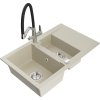 MEXEN/S - Gaspar granitový dřez 1.5 s odkapávačem včetně baterie Duo, béžová 6507-69-671701-07