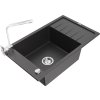 MEXEN/S - Elias granitový dřez 1-miska s odkapávačem včetně baterie Rita, černý kropenatý 6511-76-670300-00