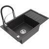 MEXEN/S - Elias granitový dřez 1 s odkapávačem včetně baterie Aster, černá kropenatá 6511-76-73450-07