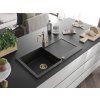 MEXEN/S - Leo granitový dřez 1 s odkapávačem včetně baterie Carla, černá 6501-77-670700-50