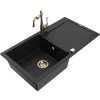 MEXEN/S - Leo granitový dřez 1 s odkapávačem včetně baterie Carla, černá 6501-77-670700-50