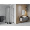 MEXEN/S - Rio čtvercový sprchový kout 80 x 80, mráz, chrom + vanička se sifonem Flat, černý 860-080-080-01-30-4070