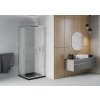MEXEN/S - Rio čtvercový sprchový kout 80 x 80, mráz, chrom + vanička se sifonem Flat, černý 860-080-080-01-30-4070