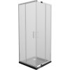 MEXEN/S - Rio čtvercový sprchový kout 80 x 80, mráz, chrom + vanička se sifonem Flat, černý 860-080-080-01-30-4070