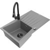 MEXEN/S - Cesar granitový dřez 1 s odkapávačem včetně baterie Elia, šedá 6514-71-670101-70-B