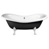 CHARLESTON voľne stojaca vaňa 188x83x69cm, nohy biele, čierna/biela