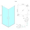LORO štvorcová sprchová zástena 900x900 mm, rohový vstup