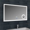 Zrkadlo s kozmetickým zrkadlom, hodinami a LED osvetlením, 1000x600x32 mm (bssLMC1060A)