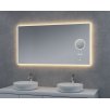 Zrkadlo s LED osvetlením kozmetickým zrkadlom a hodinami, 1200 x 650 mm, nastaviteľná teplota osvetlenie