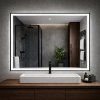 Zrkadlo NOIR 80x60 cm, čierny matný rám, nastaviteľné LED osvetlenie