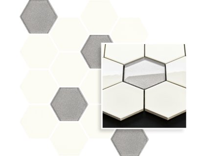 UNI MOZ Hexagon Bianco Mix 22x25,5