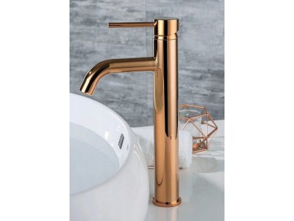 16669 rea lungo high rose gold umyvadlova stojaca bateria
