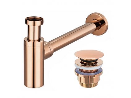 REA set sifón ROSE GOLD s umývadlovým vpustom klik-klak univerzálny