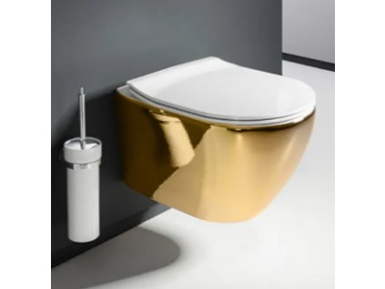 REA WC CARLO RIMLESS GOLD/WHITE so sedátkom SLIM