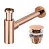 REA set sifón ROSE GOLD s umývadlovým vpustom klik-klak univerzálny