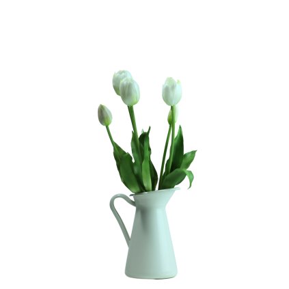 Umělé tulipány bílé silikonové jako živé - 40cm