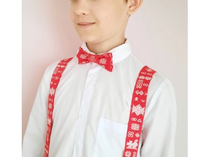 Detský Folklórny Motýlik a Traky červený čičmanský