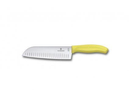 victorinox kuchynsky nuz swiss classic santoku 17cm s vroubky zluty