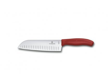 victorinox kuchynsky nuz swiss classic santoku 17cm s vroubky cerveny