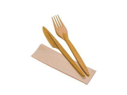 EKO Vidlička + nůž + ubrousek PREMIUM WPC 9,6gr (250ks)