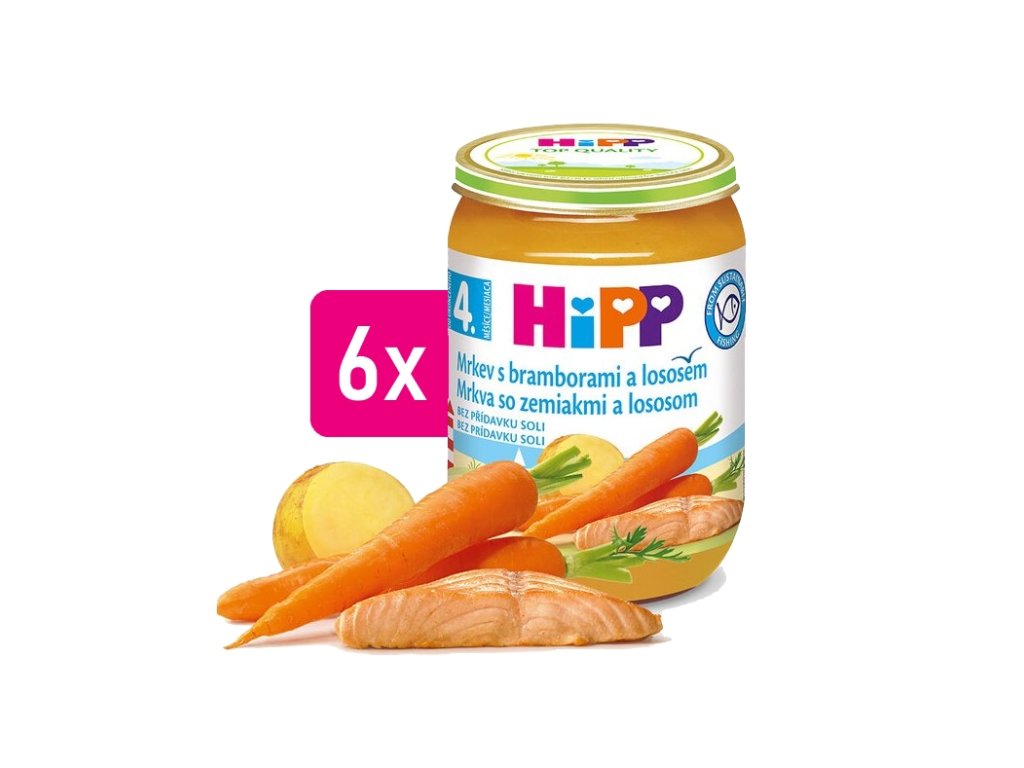 HiPP Mrkev s bramborami a lososem 6x190g